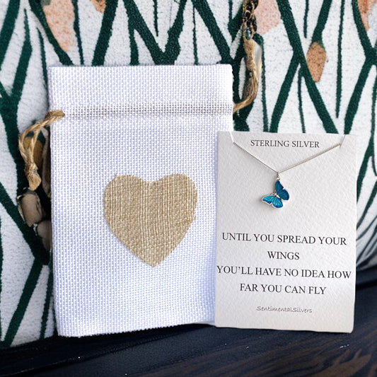 Sterling Silver Blue Butterfly Necklace