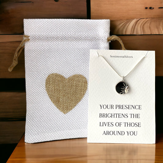 Silver & Black Sun Necklace