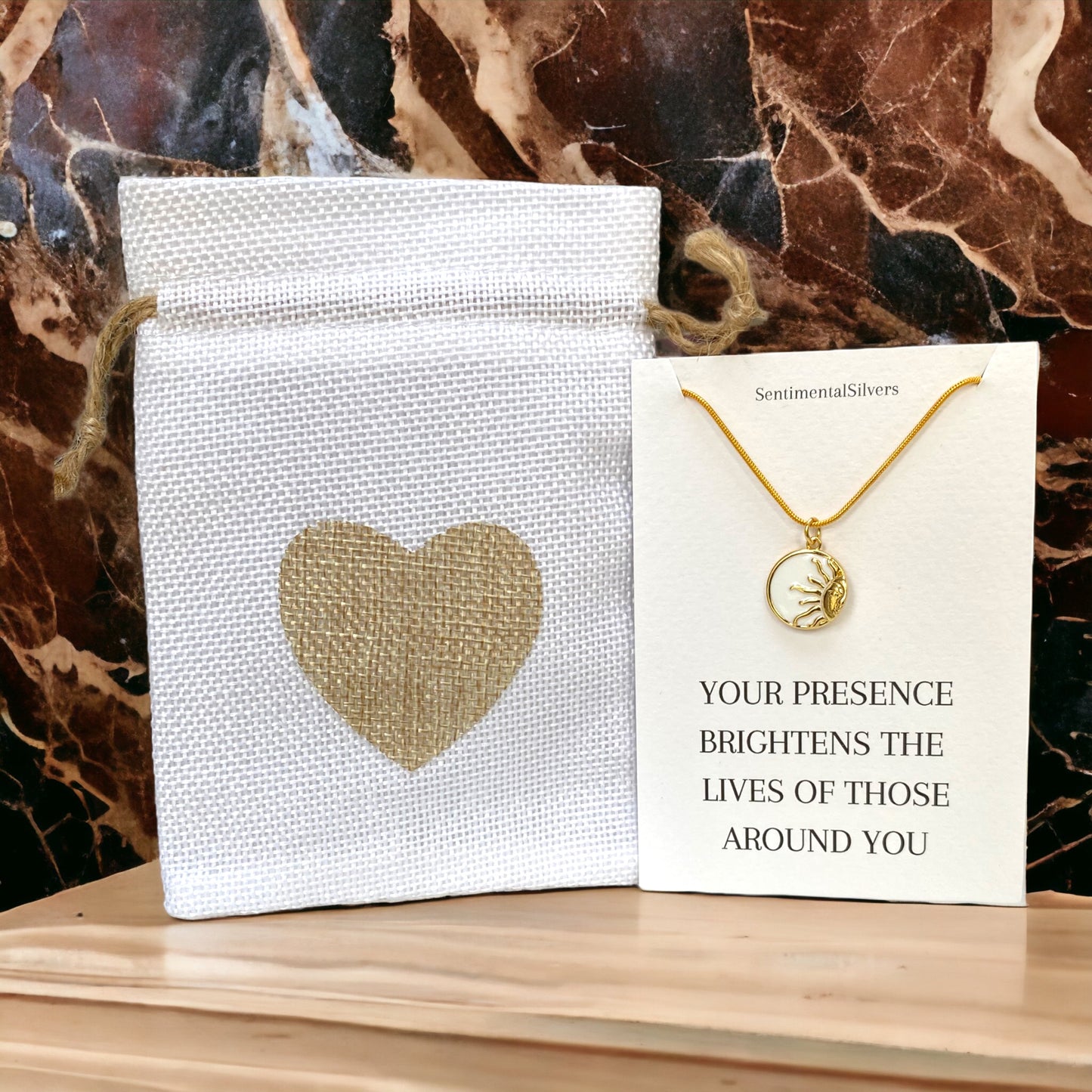 White and Gold Sun Necklace