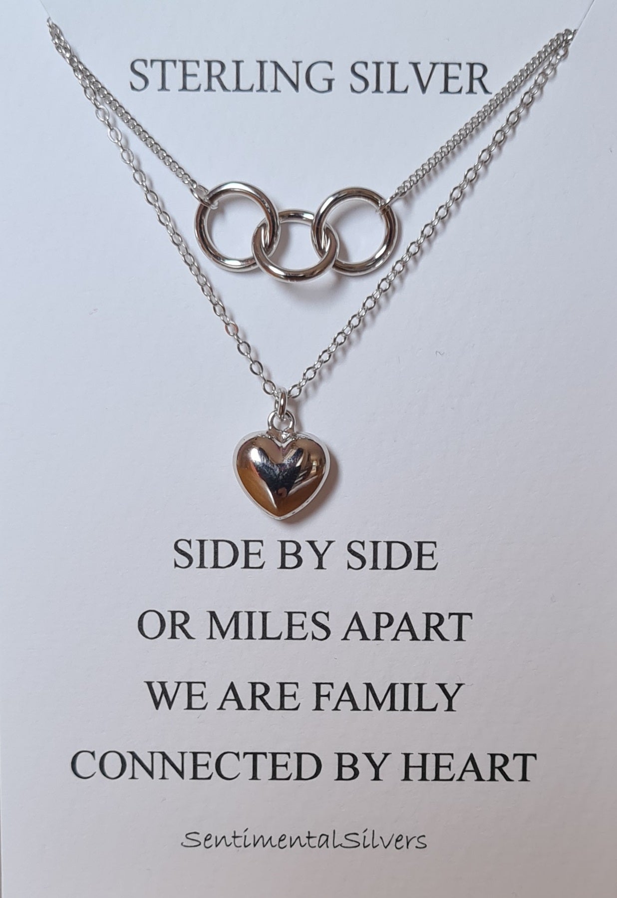 Sterling Silver Rings and Heart Necklace