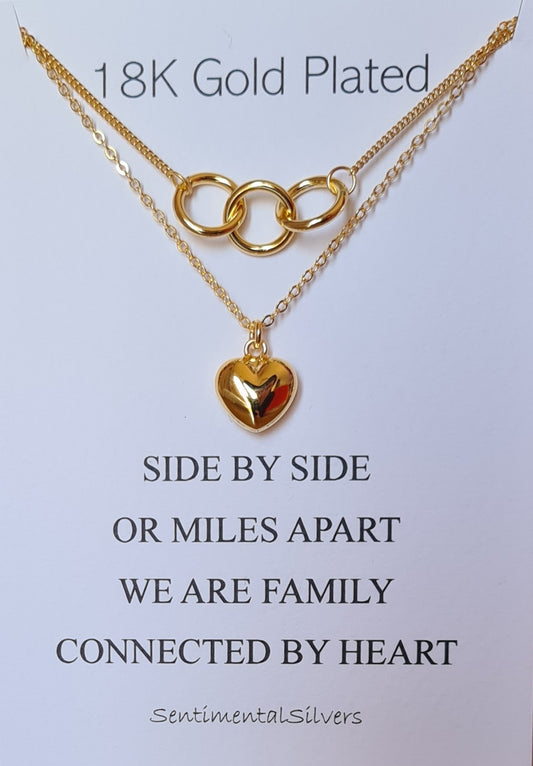 18K Gold Plating Rings and Heart Necklace