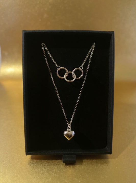 Sterling Silver Rings and Heart Necklace