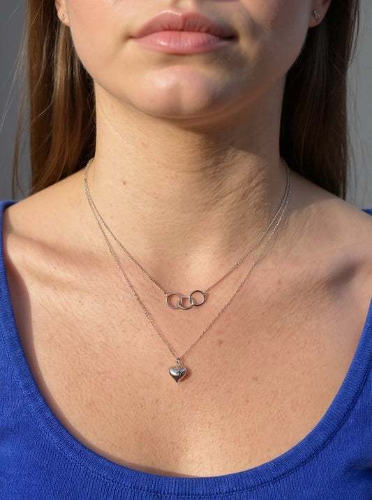 Sterling Silver Rings and Heart Necklace